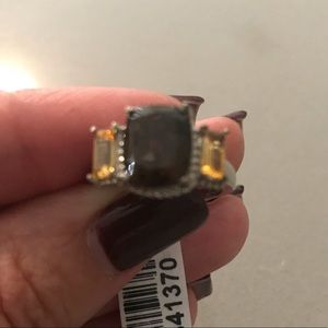 Smokey quartz with citrine stones ring